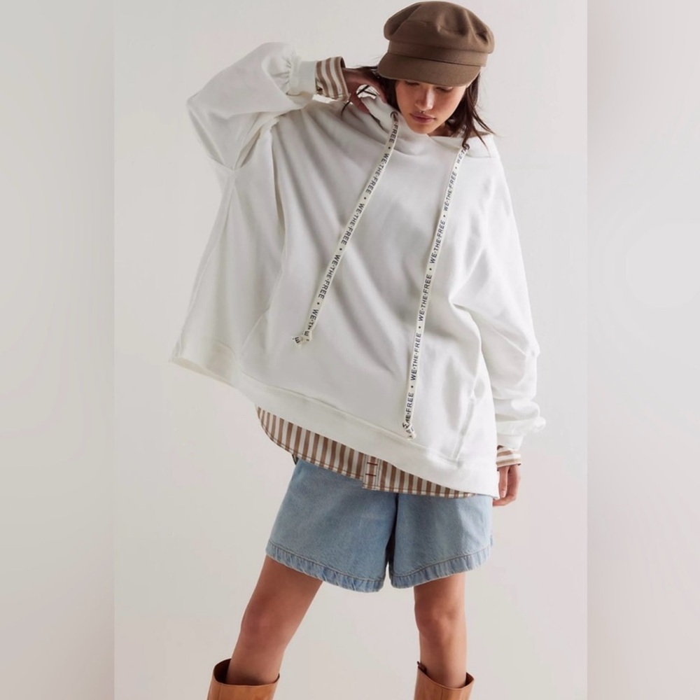 Free People We Hoodie Ivory Oversized Sz Medium ~ We The Free